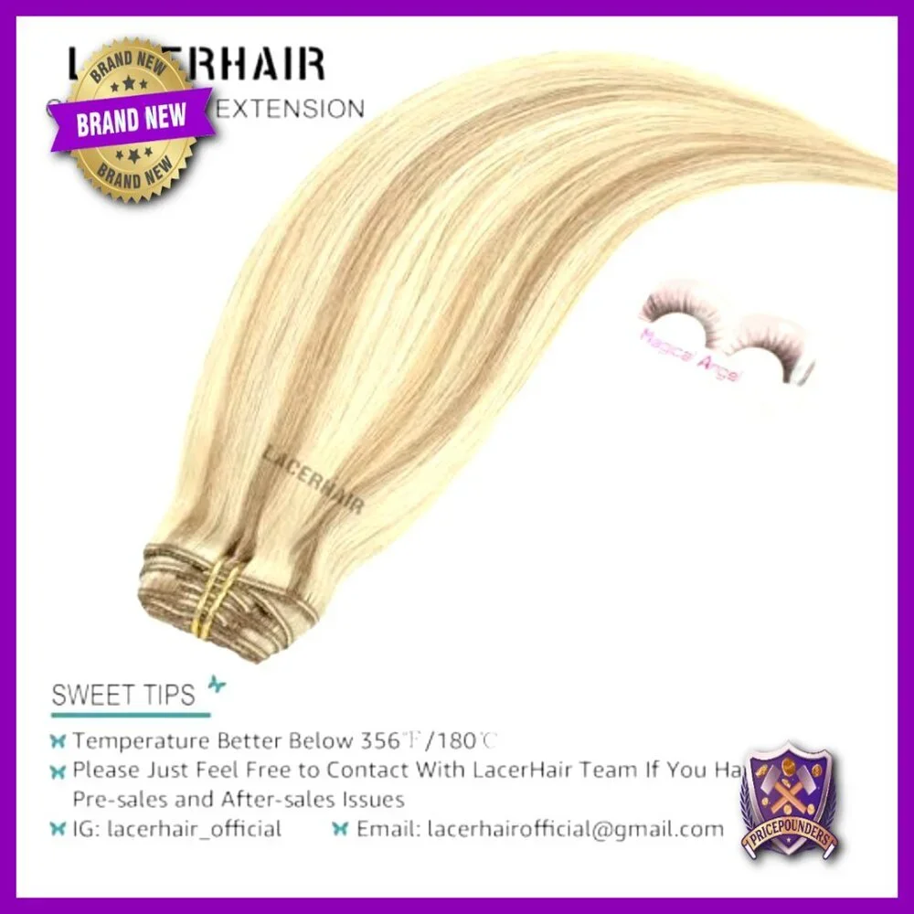 120 Gram 7-Piece Clip-In Human Hair Extensions, 16 Inch Straight Remy Hair